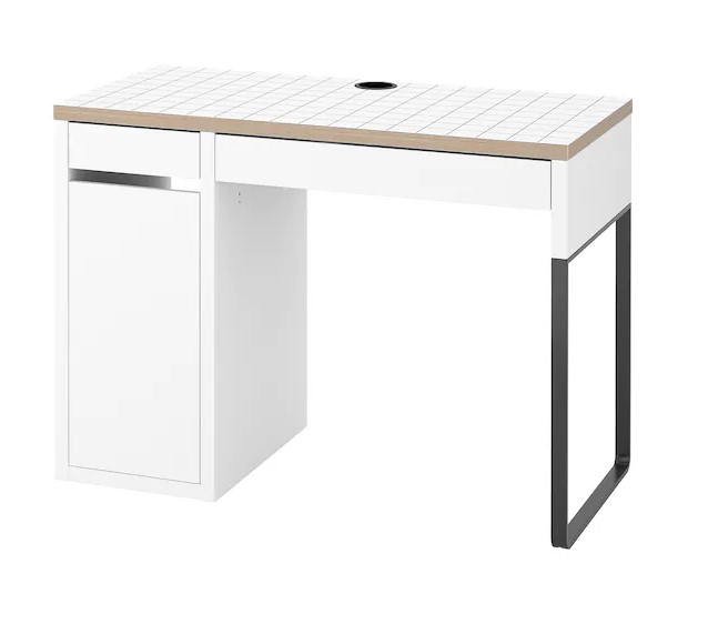 BÀN HỌA TIẾT KẺ MICKE IKEA - TRẮNG 105x50 cm