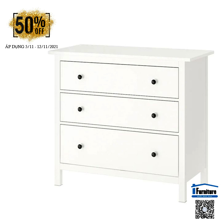 TỦ 3 NGĂN KÉO HEMNES IKEA - TRẮNG