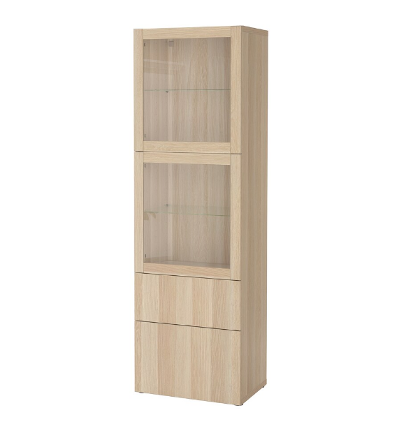 TỦ LƯU TRỮ CÓ CỬA KÍNH TRONG SUỐT BESTÅ IKEA - SỒI 60x42x193 cm