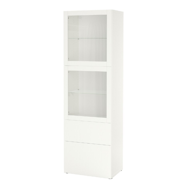 TỦ LƯU TRỮ CÓ CỬA KÍNH TRONG SUỐT BESTÅ IKEA - TRẮNG 60x42x193 cm