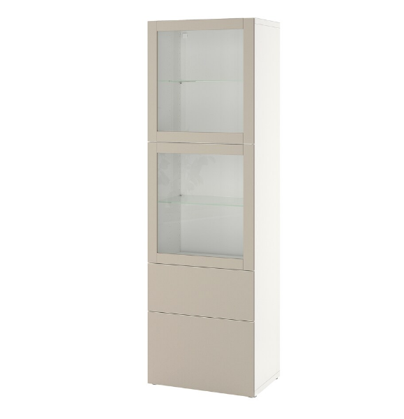 TỦ LƯU TRỮ CÓ CỬA KÍNH TRONG SUỐT BESTÅ IKEA - TRẮNG/XÁM NHẠT 60x42x193 cm
