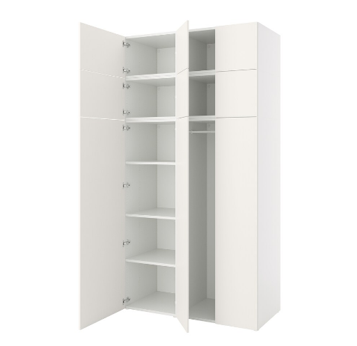TỦ QUẦN ÁO 9 CÁNH PLATSA IKEA - TRẮNG 140x57x261cm
