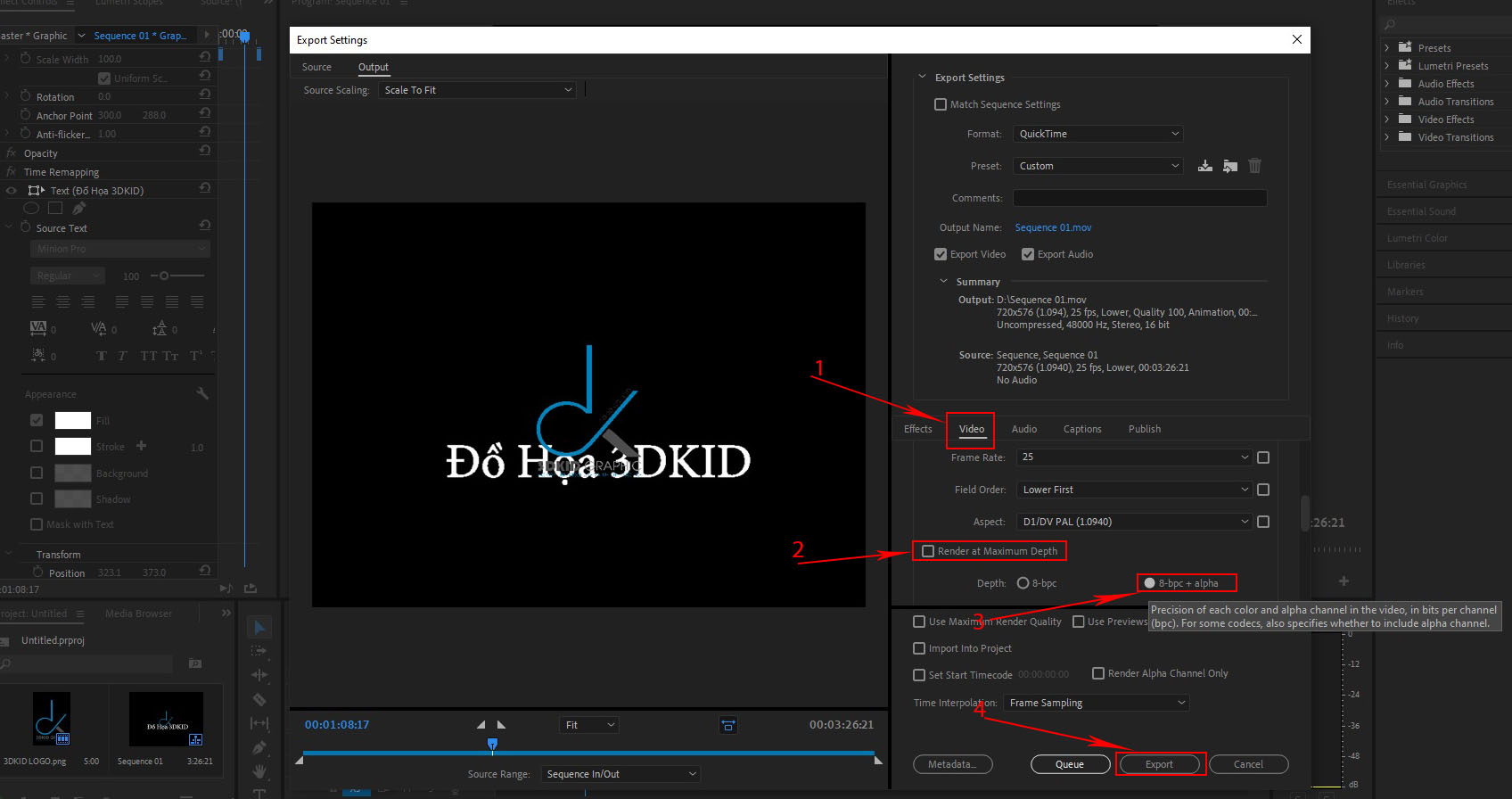 xuất file không nền trong after effect