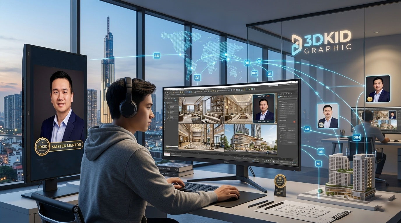 Khóa học 3ds Max Online 1 kèm 1 tại 3DKID: Xóa bỏ mọi rào cản khoảng cách