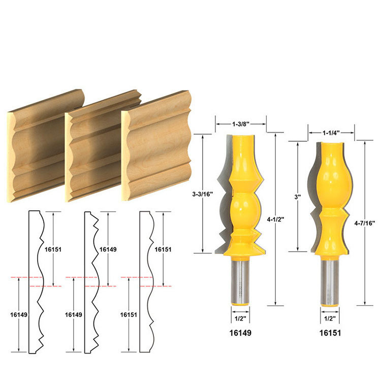 Bộ 2 mũi soi phào chỉ nổi họa tiết vương miện trang trí trần nhà cao cấp