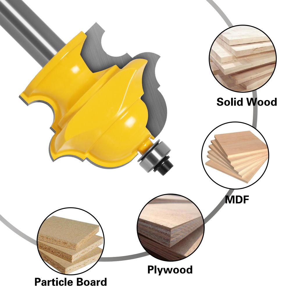 Mũi phay phào chỉ, dao phay gỗ đa năng tạo viền, đúc đường gỗ cốt 12mm
