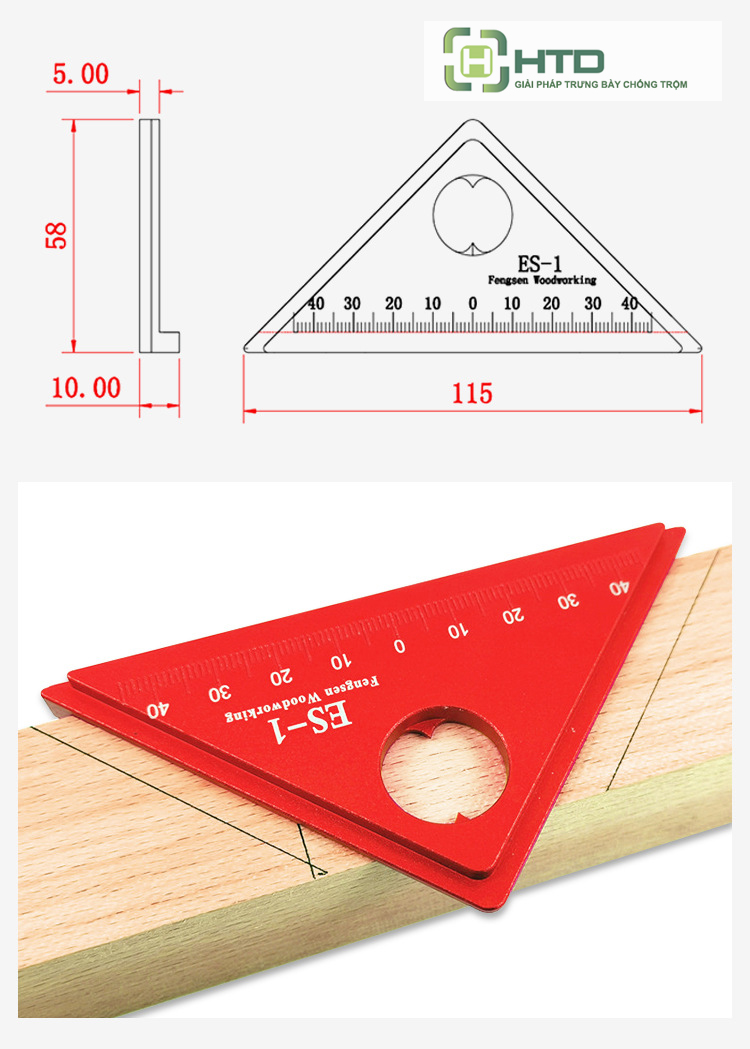 Thước tam giác dùng làm mộc