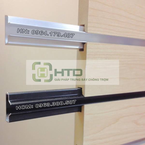 rãnh nhôm cài tấm vách slatwall
