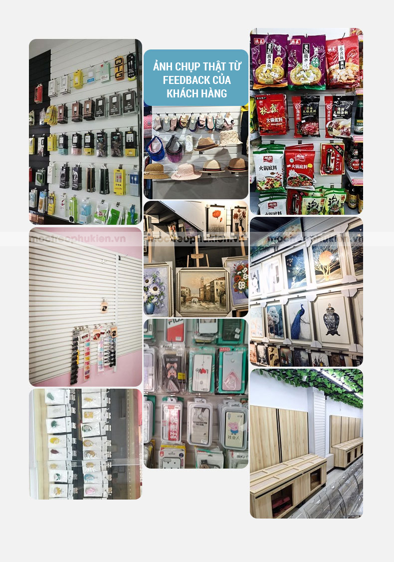 Tấm rãnh nhựa PVC cài móc treo hàng trưng bày