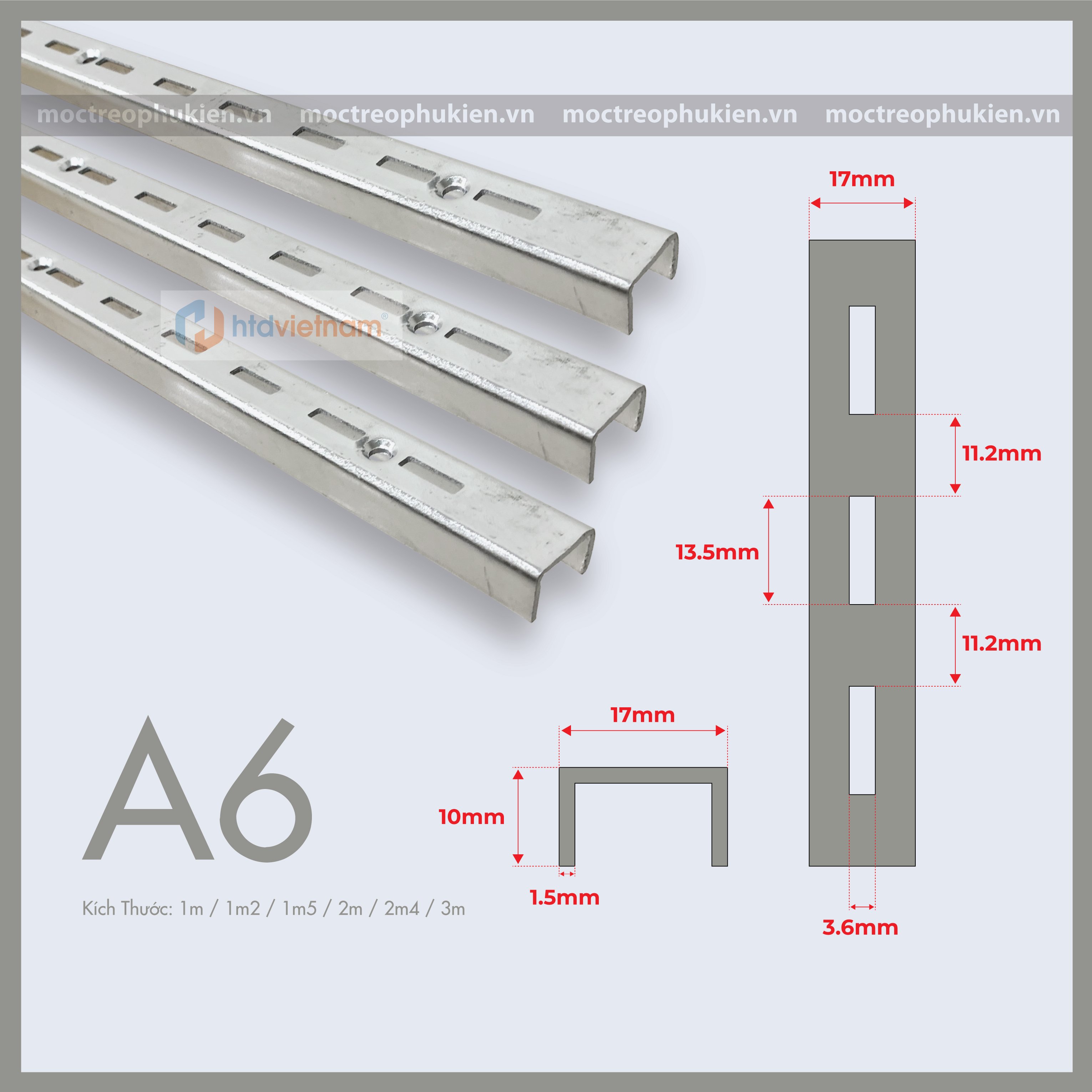 thanh ray gắn tường A6