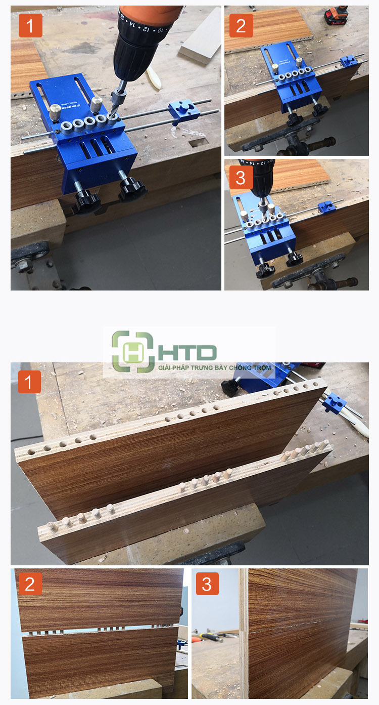 Bộ cữ định vị khoan lỗ chốt trên gỗ
