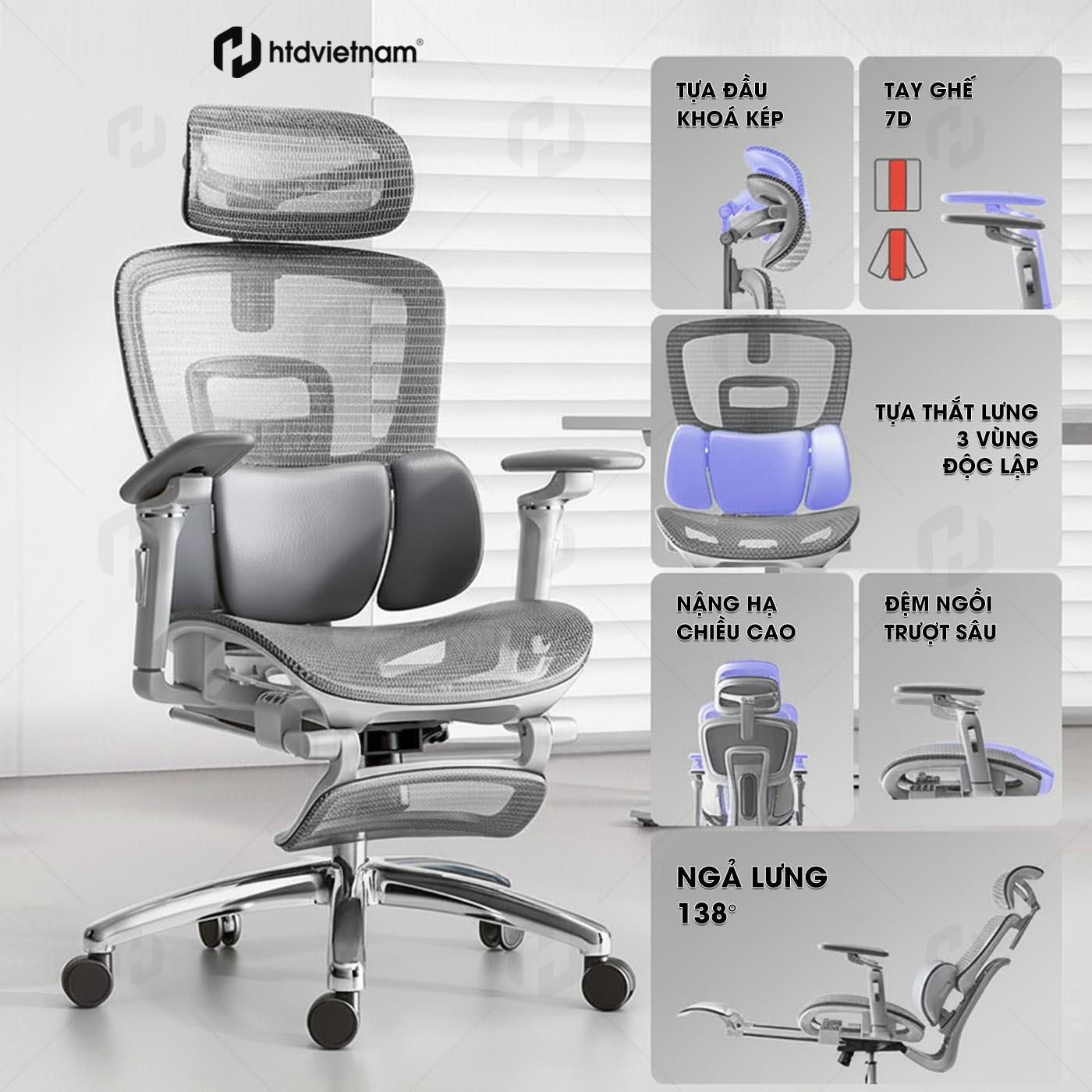 ghế công thái học HTD-X360