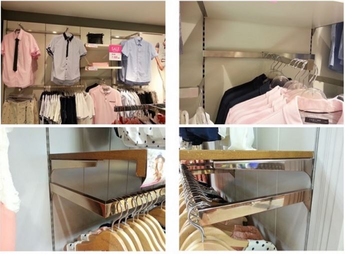 kệ treo quần áo với thanh ray gắn tường