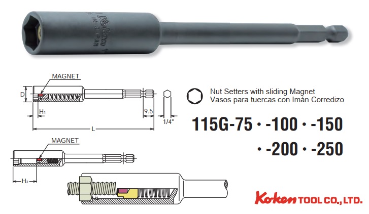 Đầu bit khẩu Koken 115G, Koken 115G, bit khẩu từ tính, Koken 115G