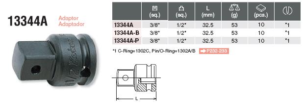 Đầu chuyển 3/8 inch, Koken 1344A, đầu chuyển 3/8 inch sang 1/2 inch