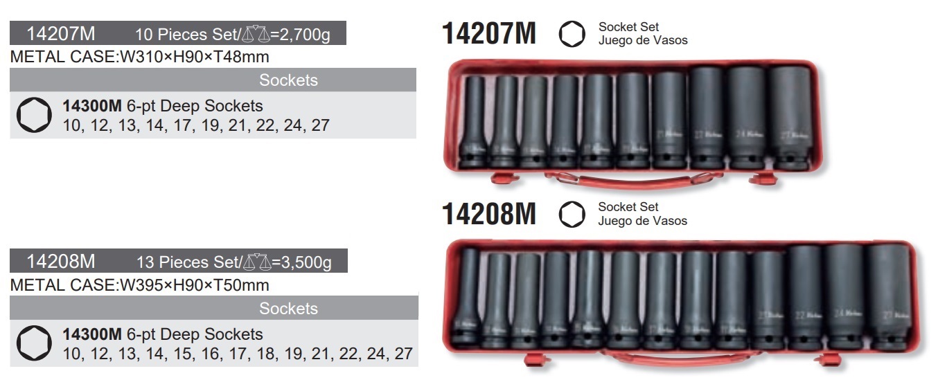 Koken 14207M, Koken 14208M, khẩu dài dùng súng, dài 80mm, súng bắn ốc 1/2