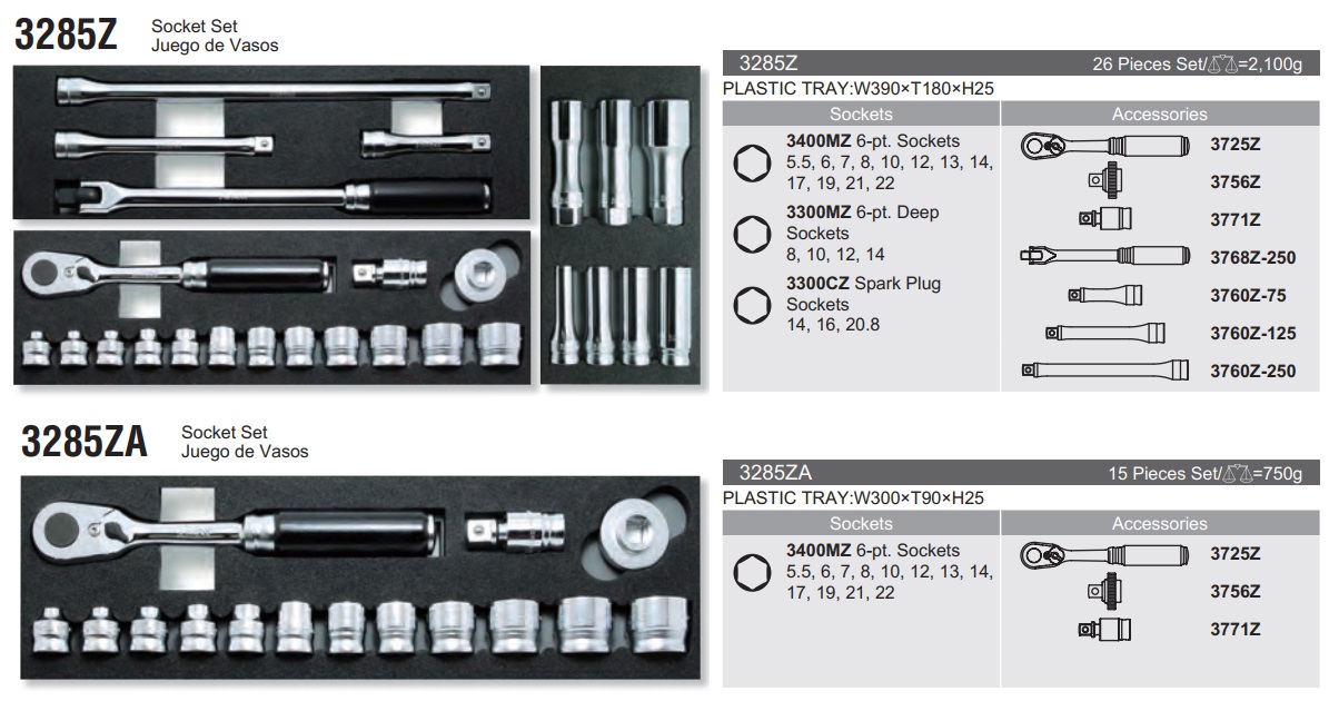 Bộ tuýp 3/8 inch dòng Z-EAL, bộ Koken 3285Z, 3285ZA Z-EAL