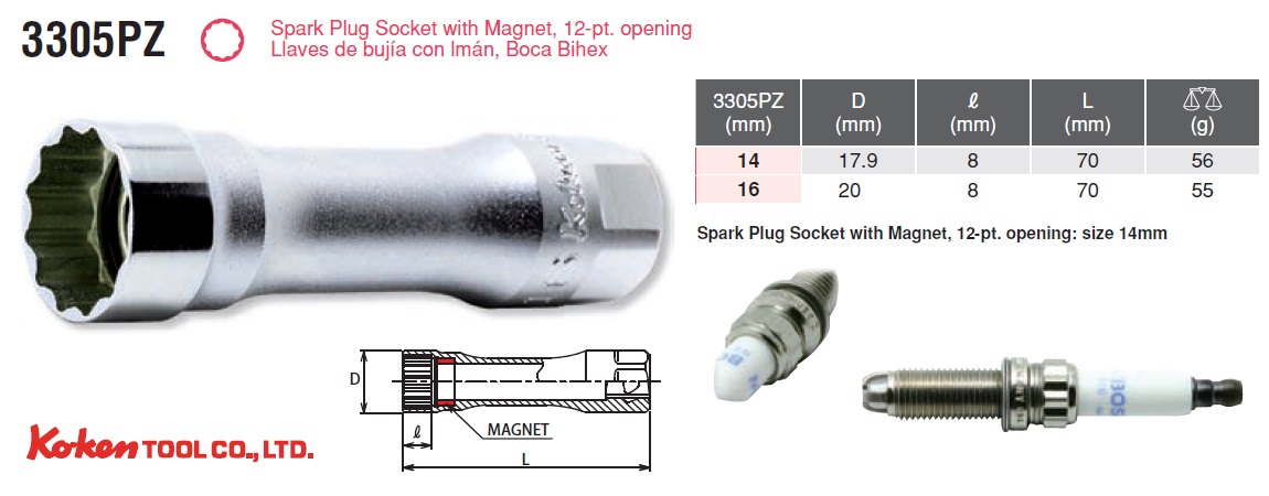 Khẩu mở bugi Koken, Koken 3305PZ-14