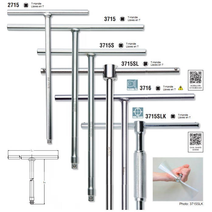 Tay vặn chữ T đầu 3/8 inch, Koken 3715, Koken 3715S