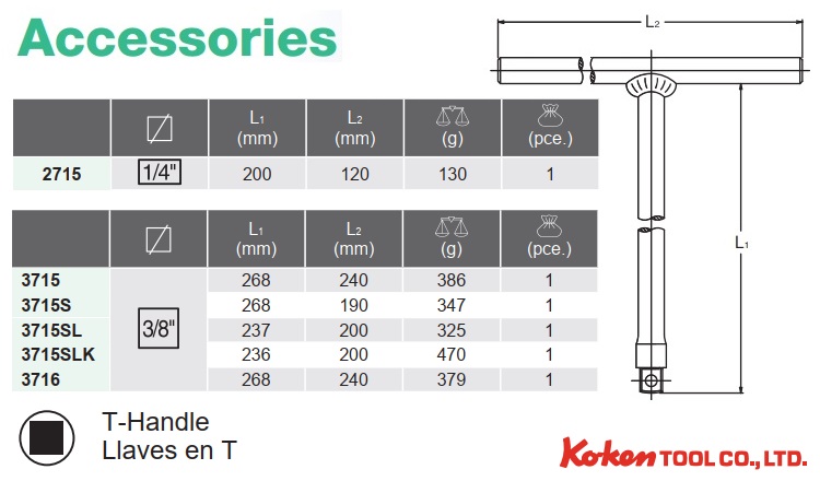 Tay vặn chữ T, tay vặn đầu vuông, Koken 3715, tay vặn chữ T nhập khẩu
