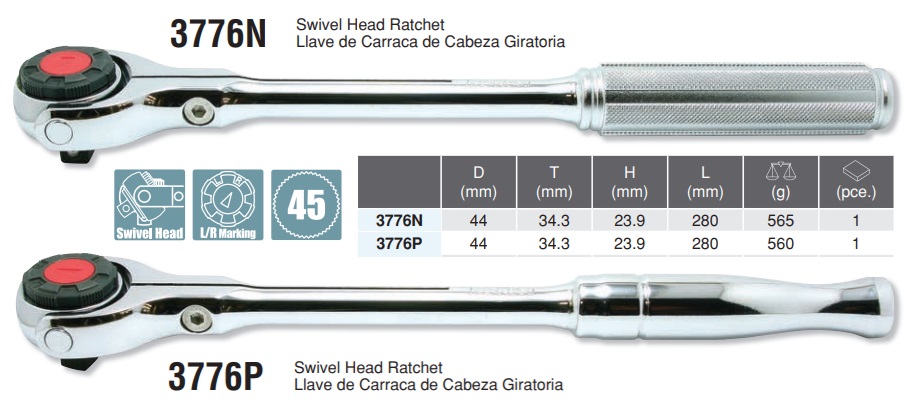 Tay lắc Koken, tay vặn 3/8 inch, Koken 3776P, 3776N, tay xiết ốc tự động, bánh cóc 45 răng