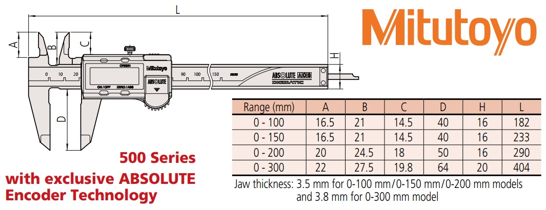 Thước cặp điện tử, thước cặp Mitutoyo, Mitutoyo 500-181-30, 500-182-30