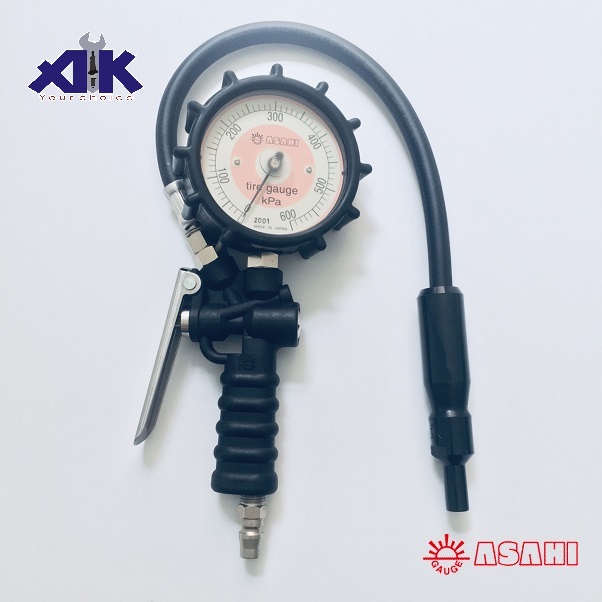 Đồng hồ bơm lốp Asahi với đầu bơm bằng nhựa, AG-8006-11, bơm lốp ô tô