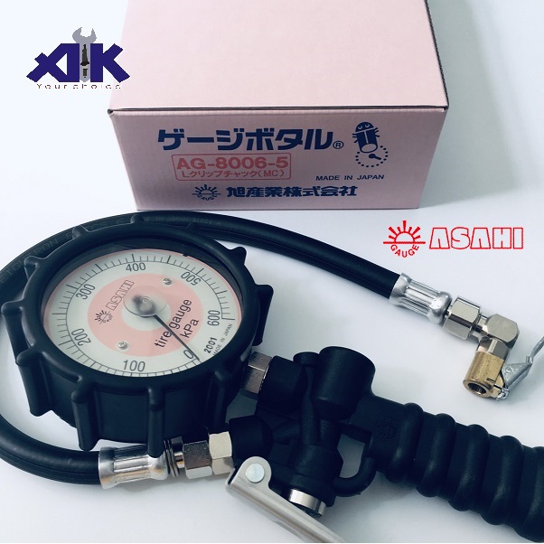 Đồng hồ bơm lốp Asahi, AG-8006-5 Asahi, bơm lốp xe máy, bơm lốp ô tô