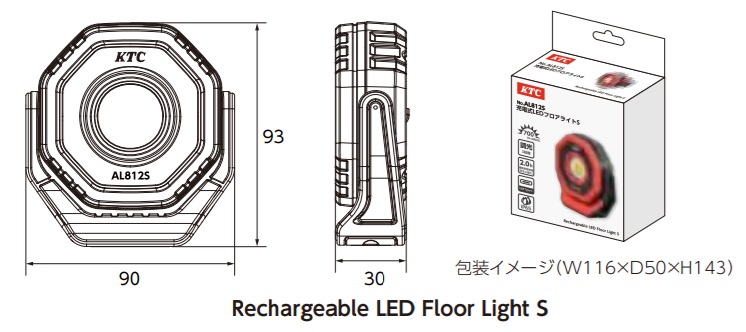 Kích thước đèn LED KTC, KTC AL812S, nam châm gắn trên sàn