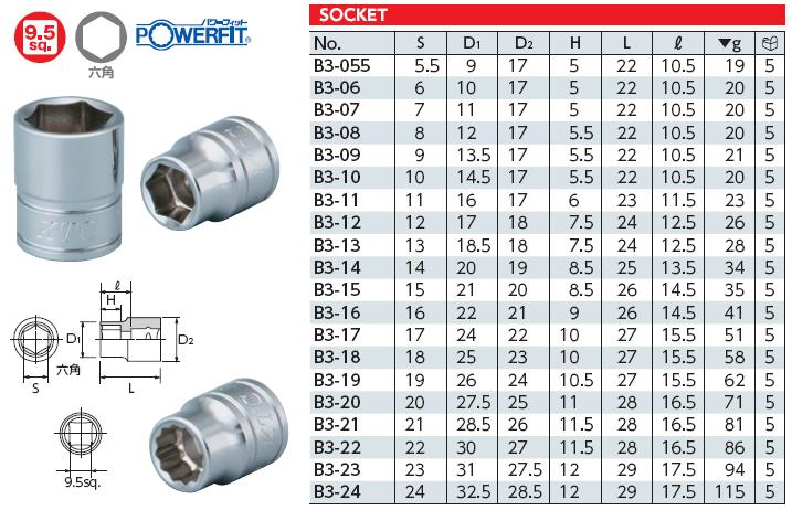 Đầu tuýp 3/8 inch, đầu tuýp KTC Nhật loại 3/8 inch, đầu khẩu 8mm