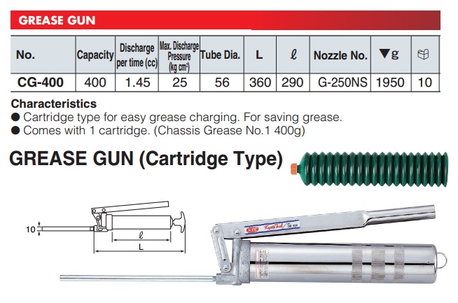 Bơm mỡ tay, bơm mỡ dung tích 400cc, CG-400, KTC CG-400