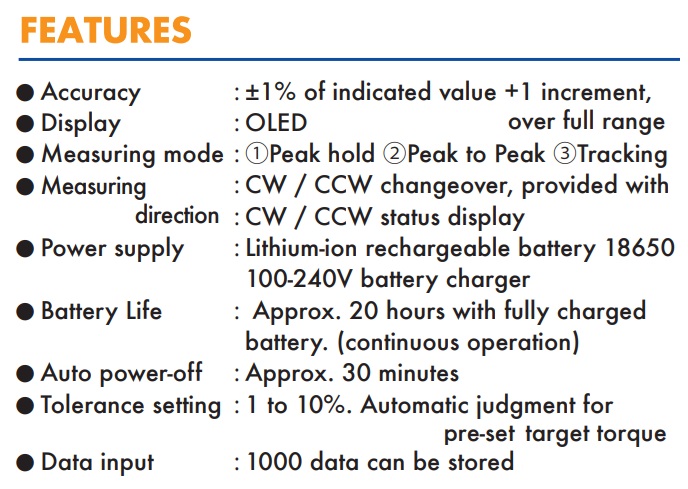 Đặc điểm về sản phẩm, cần siết lực điện tử, cờ lê lực điện tử, DTC-N200REV