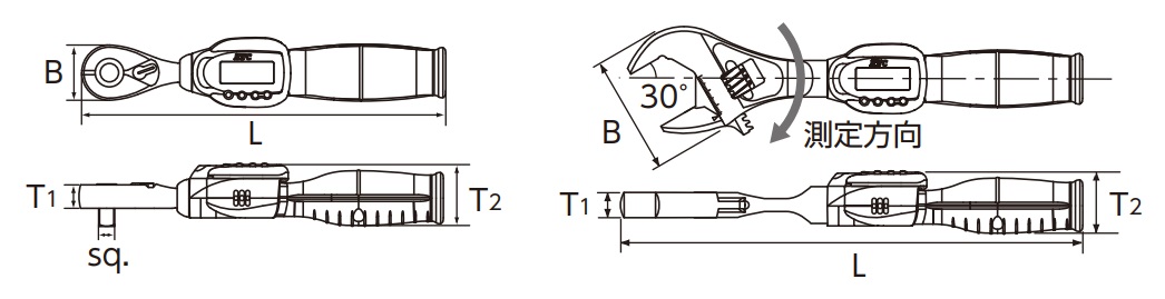 Kích thước cờ lê lực điện tử dòng GEKR, KTC GEKR135-R4