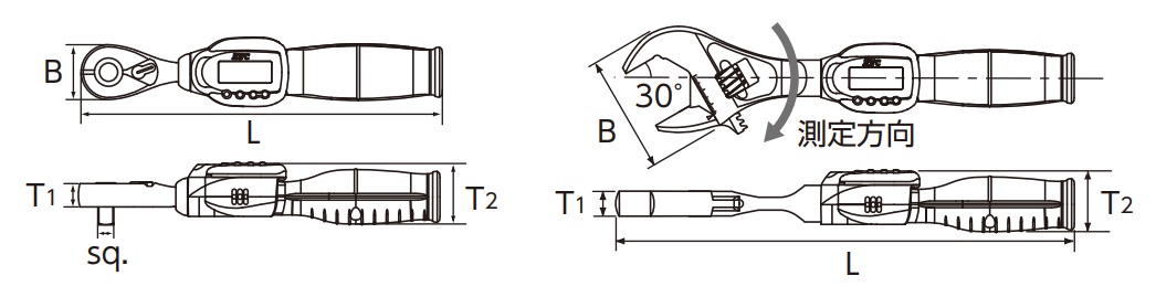 Kích thước mỏ lết lực điện tử dòng GEKR, KTC GEKR085-W36