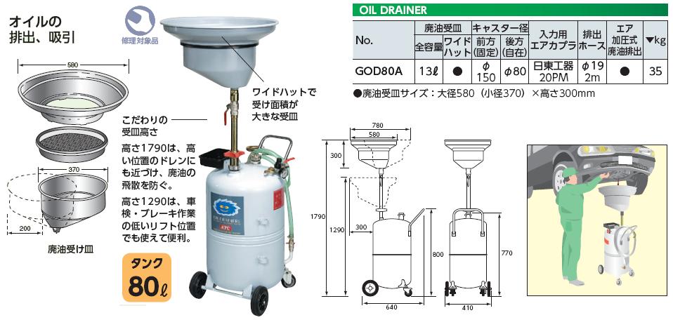 Thùng đựng dầu thải, KTC GOD80A, xe đẩy đựng dầu thải, bình hứng dầu xả