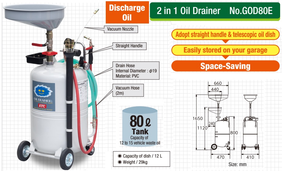 Thùng hứng dầu KTC GOD80E, KTC GOD80E, thùng dầu dùng cho xưởng ô tô,