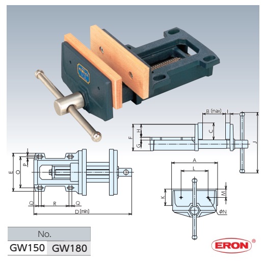 Ê tô cho thợ mộc, ê tô bàn gỗ, GW150 Nabeya