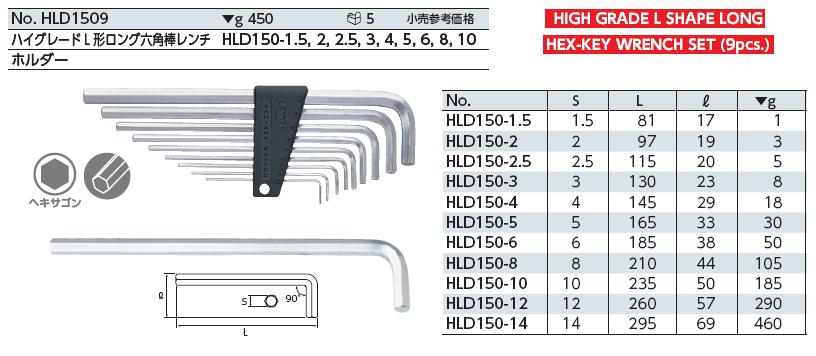 Bộ lục giác đầu bằng, KTC HLD1509, bộ lục giác 9 cỡ,