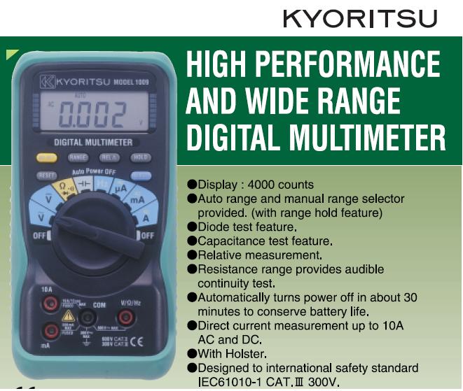 Đồng hồ đo điện đa năng, Kyoritsu K1009, đo điện đa năng, K1009
