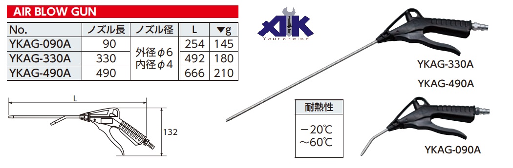 Súng hơi xịt bụi KTC, KTC YKAG-090A, YKAG-330A, YKAG-490A