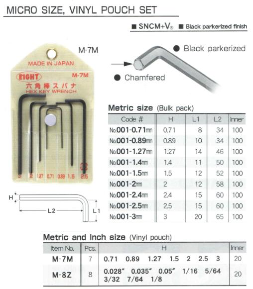 Bộ lục giác chìm, bộ lục giác mini, EIGHT M-7M, lục giác cỡ nhỏ, lục giác mở máy ảnh