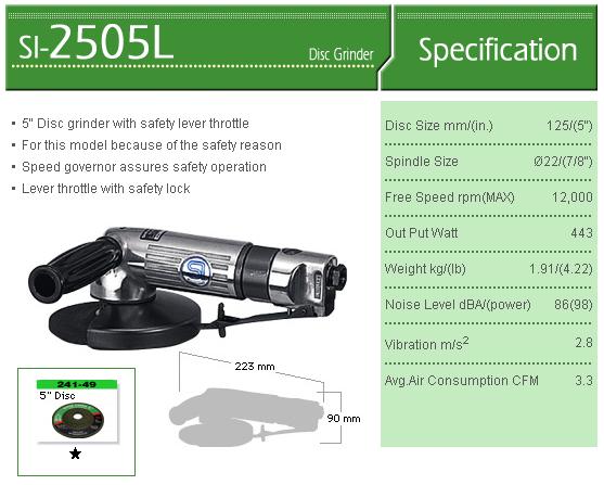 Máy mài góc, máy mài Shinano SI-2505L, máy mài đĩa 125mm