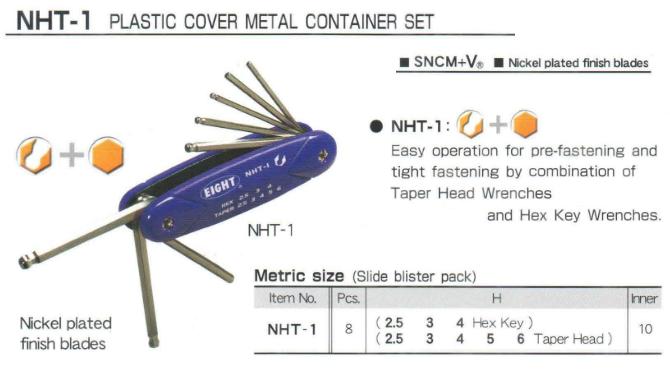 Bộ lục giác dạng gập, bộ lục giác EIGHT, EIGHT NHT-1, bộ lục giác 8 cỡ từ 2.5 đến 6mm