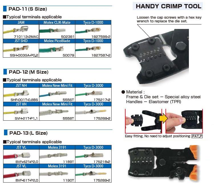 Kìm bấm cos các loại, PAD-11, PAD-12, PAD-13, kìm bấm cos Engineer,