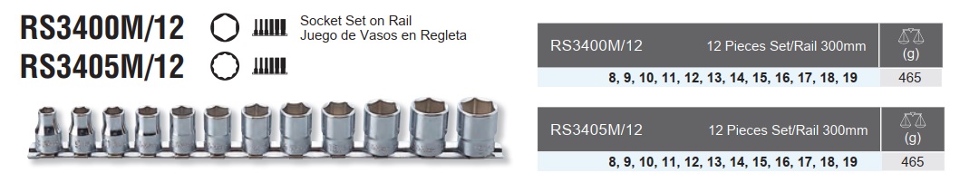 Bộ khẩu 3/8 inch RS3400M/12, đầu khẩu Koken 3/8 inch 3400M