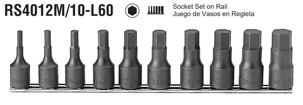 Bộ lục giác, khẩu 1/2, Koken RS4012M/10-L60, chiều dài 60mm, cỡ 4-19mm
