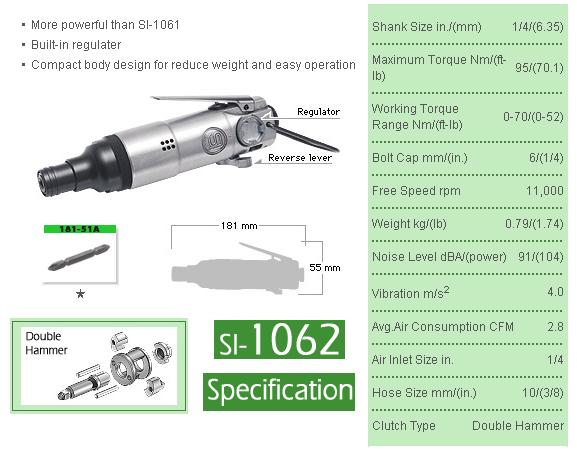 Súng vặn vít, súng bắn vít, súng vặn vít khí nén, súng bắn vít, Shinano SI-1062, momen xoắn 95Nm, súng vặn vít 6.35