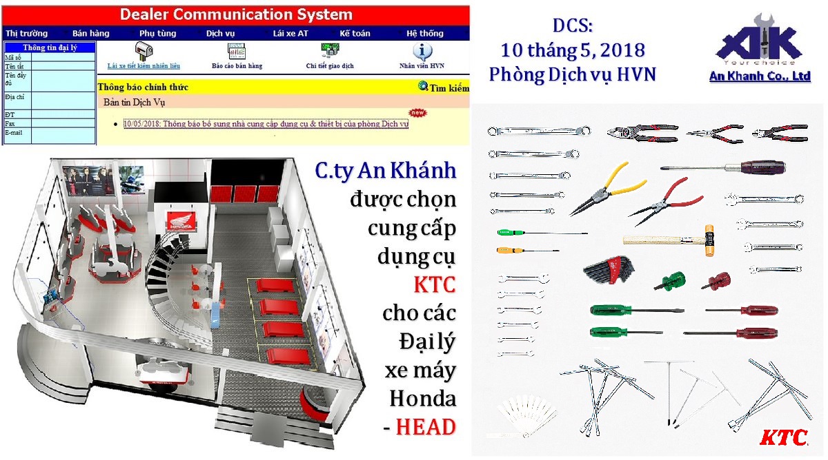 Bộ dụng cụ cho HEAD, bộ dụng cụ 40 chi tiết, bộ đồ nghề cho Đại lý Honda, HVN40