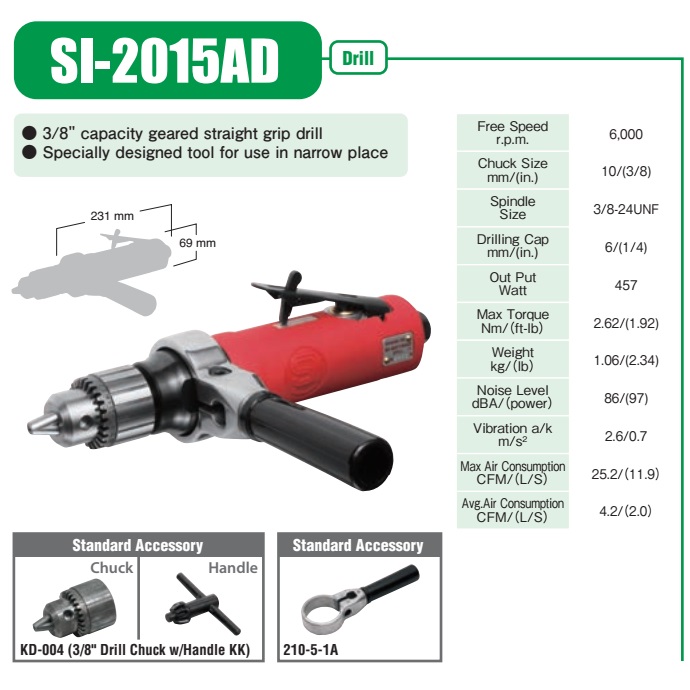 SI-2015AD, khoan khí nén, máy khoan khí, khoan nhập khẩu