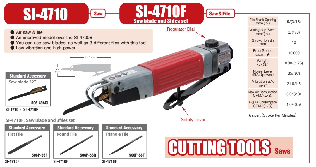Cưa khí, máy cưa khí, Shinano SI-4710, SI-4710F, máy cưa khí nén